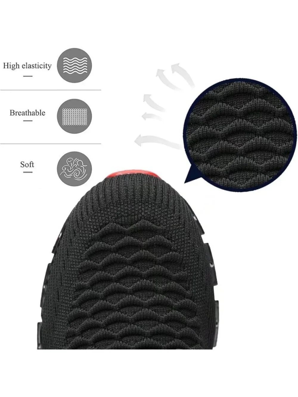 Men's Black Red Comfort Non Slip Blade Athletic Trainer Slip on Sneaker Shoes